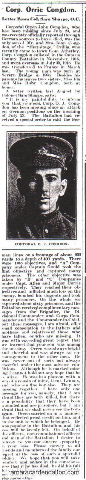 Congdon- letter from Colonel
