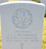 Lt. McCorkell. gravemarker/ Bouchoir New British Cemetery, Somme, France