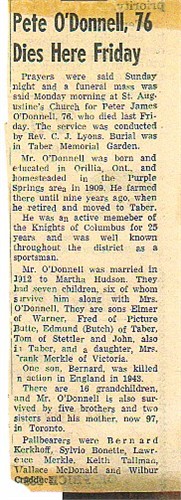 Peter O'Donnell- OBIT- (1882-1958)