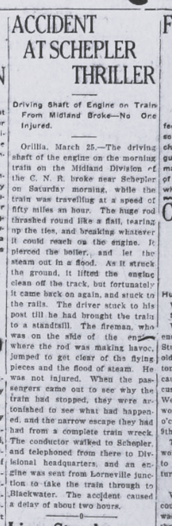 Schepler accident near station March 1926