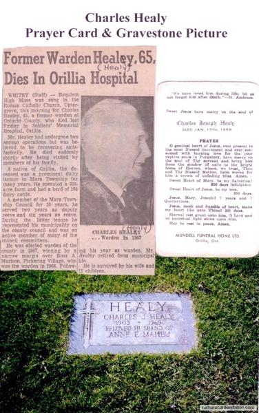 Charles Healy Prayer Card & Gravestone Picture