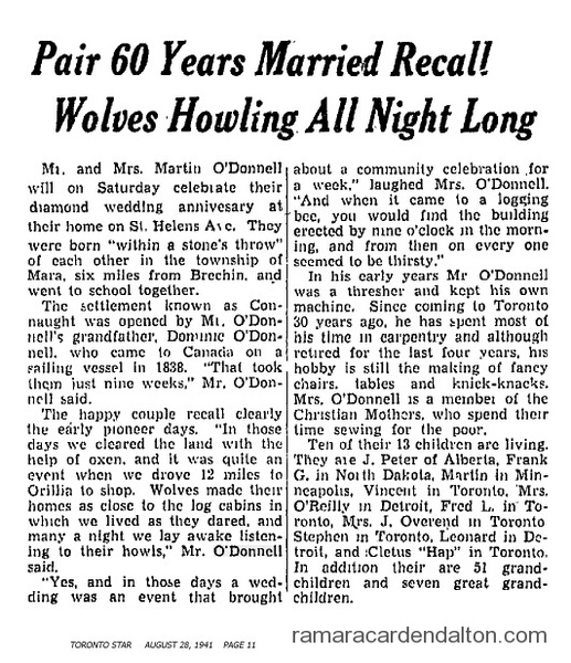 O'DONNELL 60TH WEDDING ARTICLE