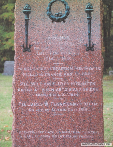 Pte. James Tennison, Sebright Memorial