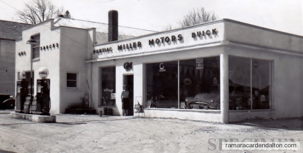 Miller Motors early 50's. Della at the door.