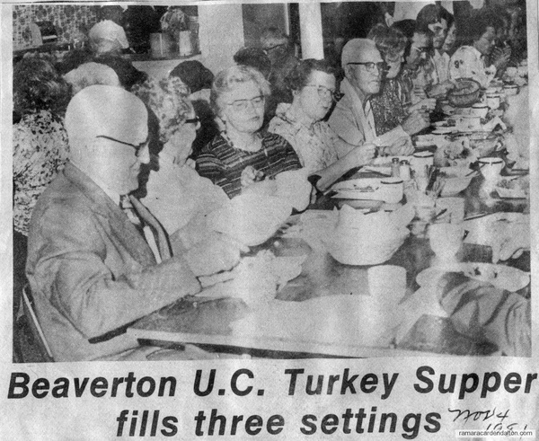 Beaverton U.C. Turkey Supper-Nov. 4, 1981
