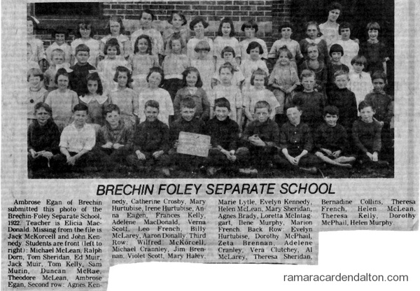 Brechin Foley Separate School, Class of 1922