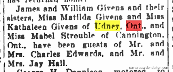 Givens of Udney Guests 1931
