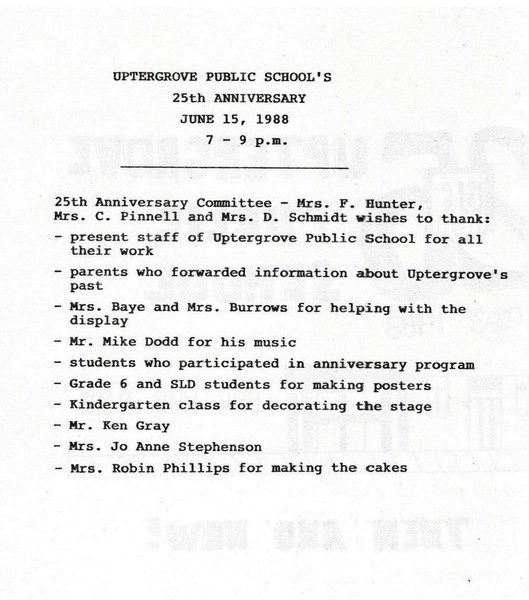 Uptergrove School 25th Anniversary Presentation 1963-1988 page 2