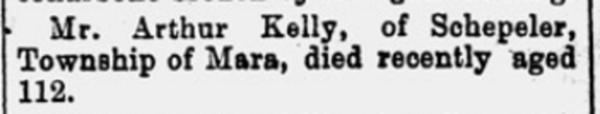 Schepeler, Arthur Kelly Dies 112 years old, 10 Jun 1887