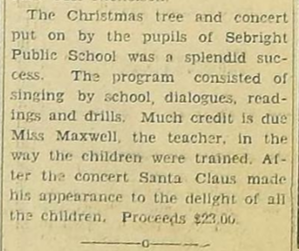 Sebright School Christmas Dec 1932