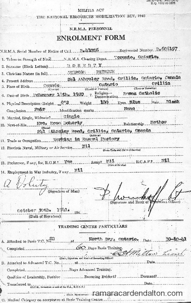 Ambrose Patrick Doherty Enlistment Papers