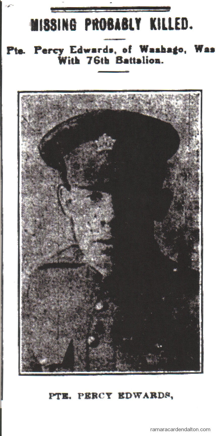 Pte. Percy Edwards, K.I.A. Pte. Percy Edwards, K.I.A.