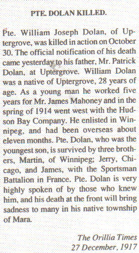 Pte. William J. DOLAN- article Pte. William J. DOLAN- article