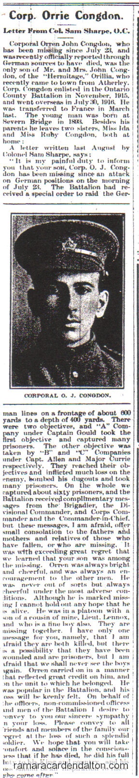 Congdon- letter from Colonel Congdon- letter from Colonel