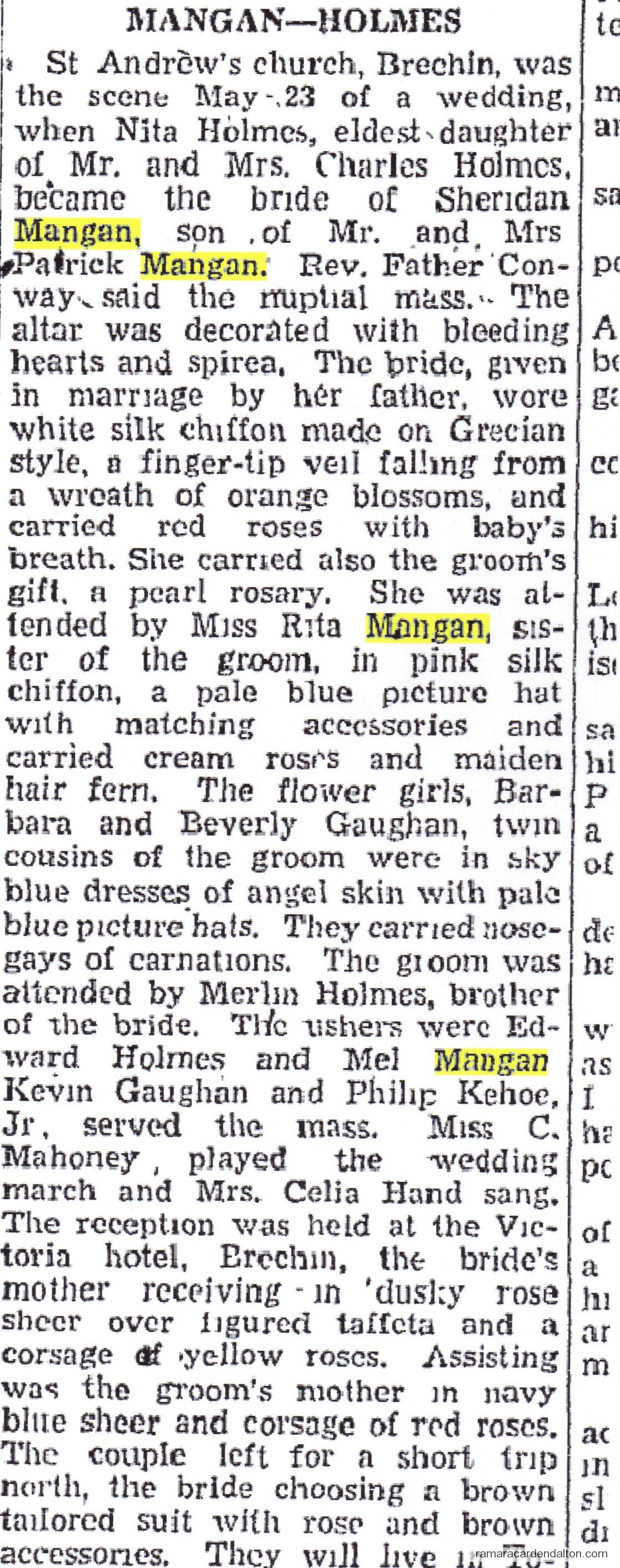 Mangan- Holmes Wedding Mangan- Holmes Wedding