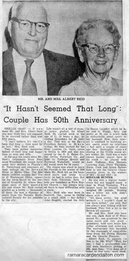 Mr. & Mrs. Albert Reid-50th Anniversary Mr. & Mrs. Albert Reid-50th Anniversary