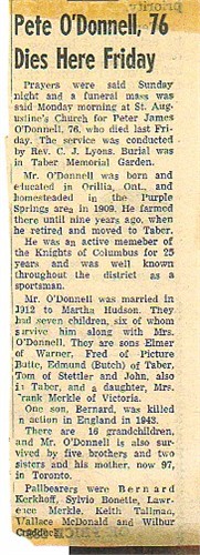 Peter O'Donnell- OBIT- (1882-1958) Peter O'Donnell- OBIT- (1882-1958)