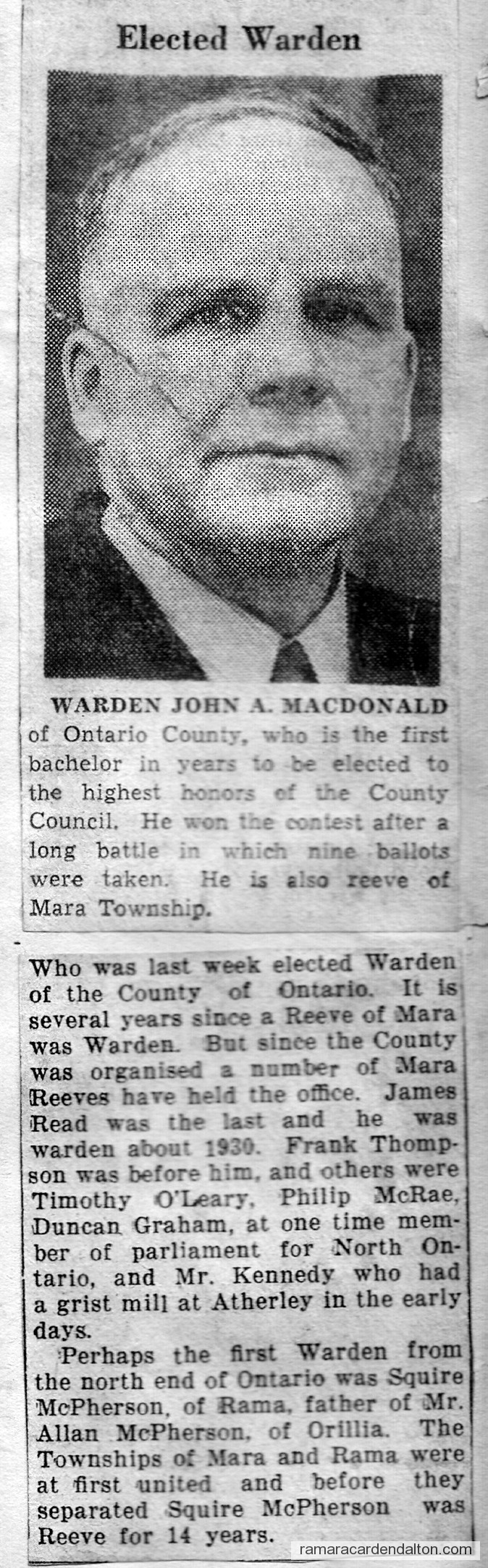 Warden John A. McDonald Warden John A. McDonald