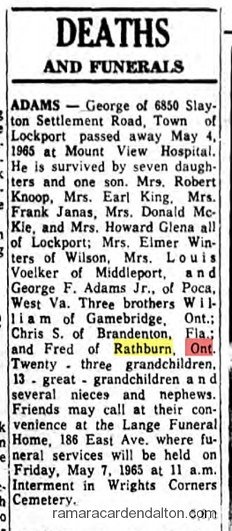 George Adams Obit 1965 George Adams Obit 1965
