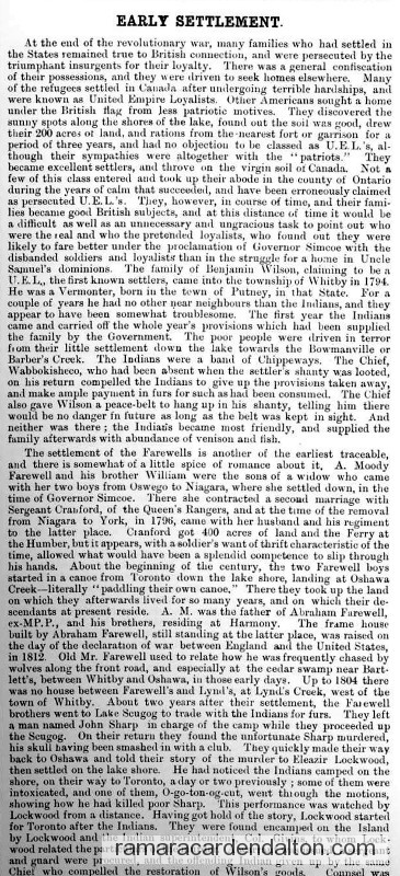 Historical Sketch County Ontario - Early Settlement - Hisorical Atlas 1877 Historical Sketch County Ontario - Early Settlement - Hisorical Atlas 1877