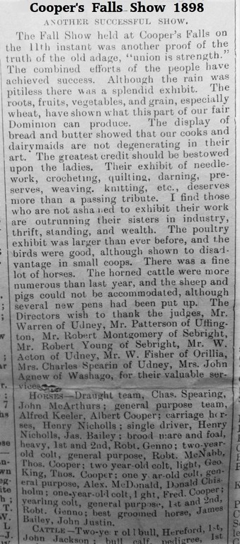 Coopers Fall Show 1898 Coopers Fall Show 1898